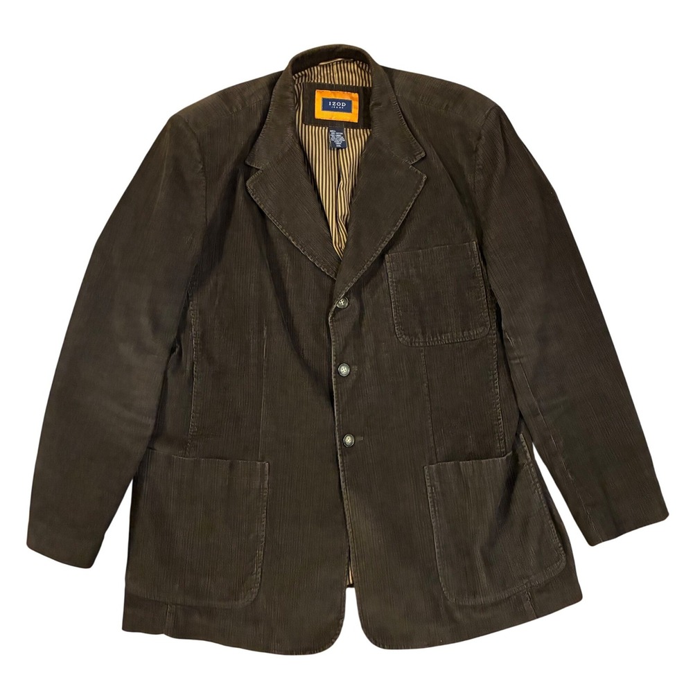 Izod Jeans Mens XXL Brown Corduroy Blazer Vintage Y2K Sport Coat Jacket